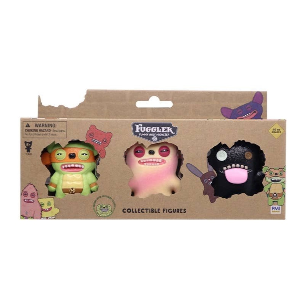 Fuggler Funny Ugly Monster Collectible Figures 3-Pack TMNT Green Pink Black NEW